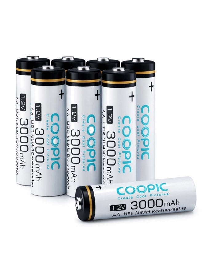 Coopic 8pcs 3000mAh AA HR6 Ni-MH Pre-charged type Rechargeable Battery - Image 1