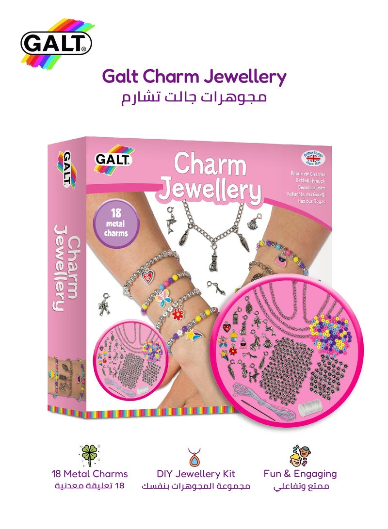 Galt Toys DIY Charm Jewellery Kit for Girls | 18 Metal Charms | Colorful Beads & Bracelets | Fun Craft Set | Ages 8+ | 23 x 5 x 23.01 CM | Jewellery Making Gift Set - Image 1