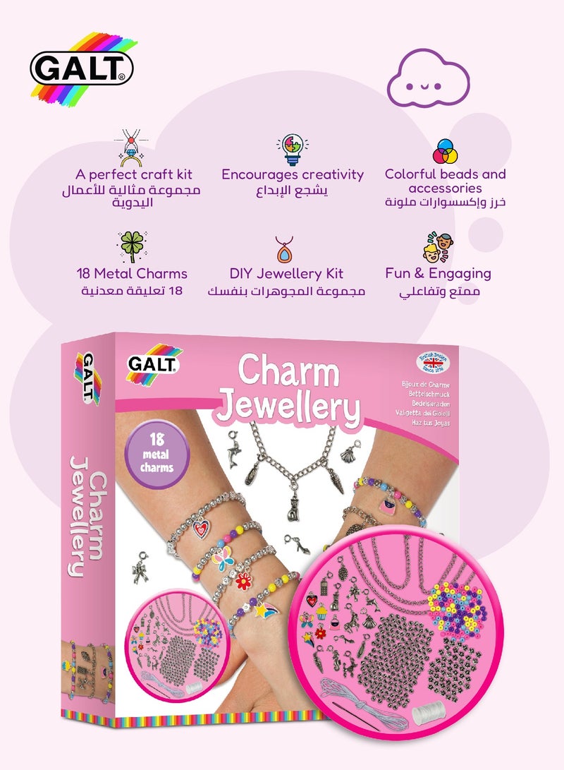 Galt Toys DIY Charm Jewellery Kit for Girls | 18 Metal Charms | Colorful Beads & Bracelets | Fun Craft Set | Ages 8+ | 23 x 5 x 23.01 CM | Jewellery Making Gift Set - Image 3