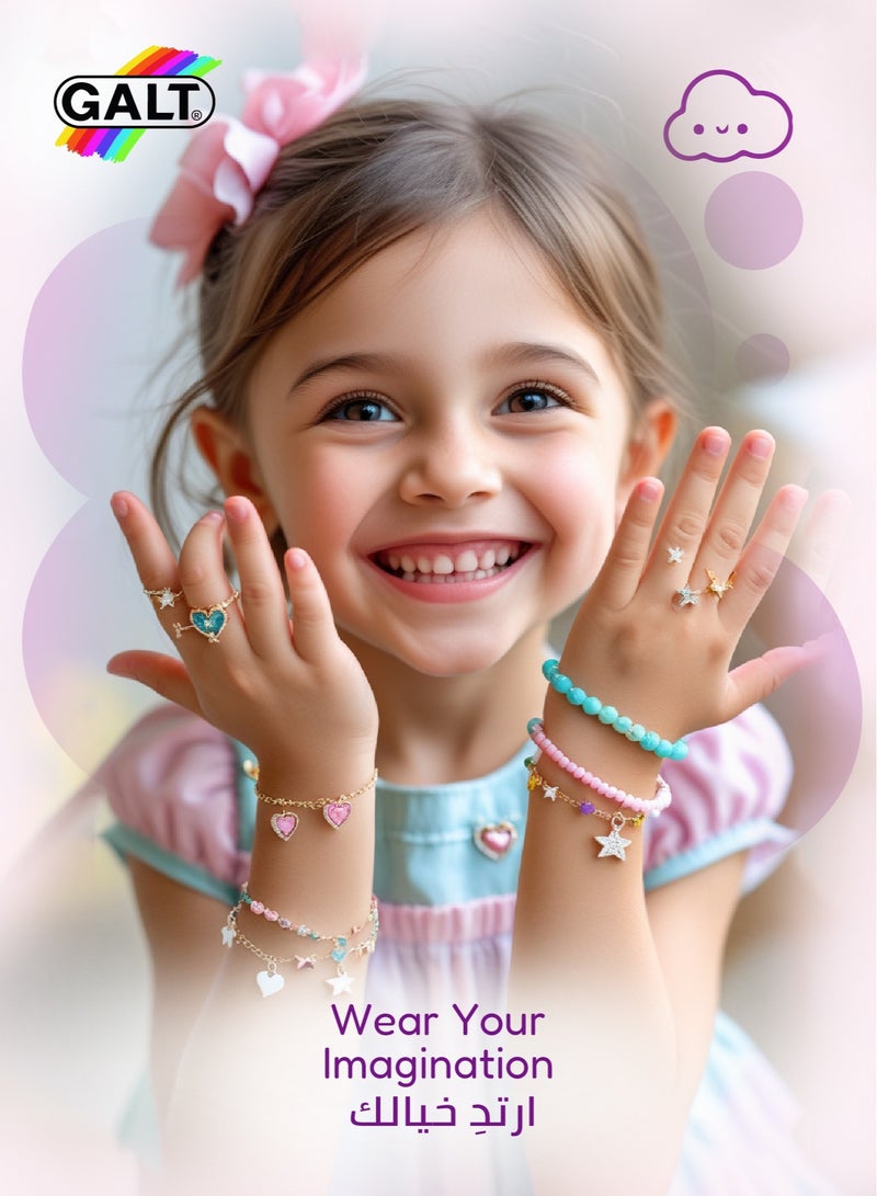 Galt Toys DIY Charm Jewellery Kit for Girls | 18 Metal Charms | Colorful Beads & Bracelets | Fun Craft Set | Ages 8+ | 23 x 5 x 23.01 CM | Jewellery Making Gift Set - Image 4