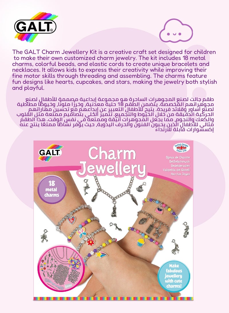 Galt Toys DIY Charm Jewellery Kit for Girls | 18 Metal Charms | Colorful Beads & Bracelets | Fun Craft Set | Ages 8+ | 23 x 5 x 23.01 CM | Jewellery Making Gift Set - Image 5