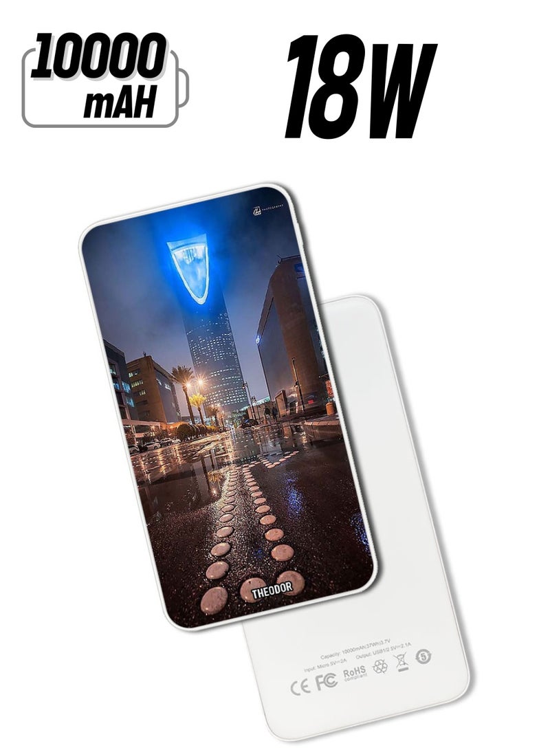Theodor 10,000 mAh Super Fast Charging Ultra Compact Power Bank with Quick Charge & Power Delivery, Portable Charger For iPhone and Android Kingdom Tower - Image 1