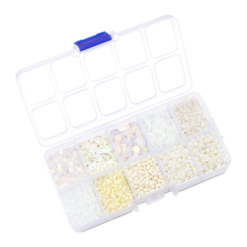 Hiswan Assorted Beads for Jewelry Making Glass Seed Bugle Tube Beads Loose Sequins Multiple Sizes for Crafts Sewing Jewelry Making