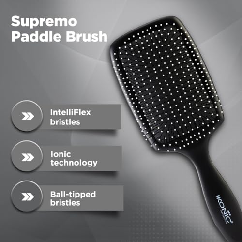 Ikonic Professional Supremo Paddle Hair Brush with IntelliFlex Bristles & Anti-Slip Handle for Gentle Detangling, Salon/Personal Grooming, Straightening, Smoothing, Styling - Men & Women, - Image 2