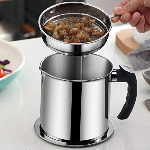 Mishrit Stainless Steel Oil Strainer Pot||Oil Container with Removable Filter Bacon Grease Storage Can Vinegar Dispenser Tea Pot Kettle for Home Kitchen Cooking(Pack of 1 pcs). - Image 3