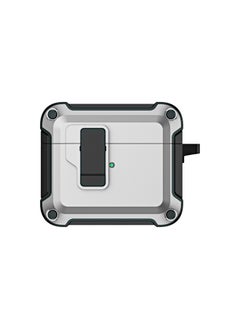 For Apple AirPods4 Protective Case Bluetooth Earphone Cover With Latch Elastic Lid Pro Earphone Shell Multi-Function Universal Style-Color:Silver-Applicable Model:AirPods 4