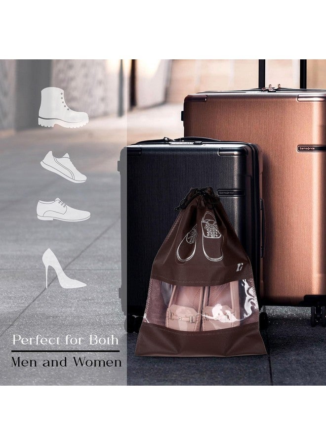 Kuber Industries Pack of 10 Shoe Bags | Shoe Bags for Travel | Non-Woven Shoe Storage Bags | Storage Organizers Set | Shoe Cover with Transparent Window | Shoe Dori Cover | Navy Blue & Coffee - Image 5