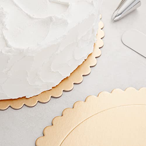 Juvale Cake Drum - 10-Inch Round Gold, Pack of 12, Scalloped - Cake Supplies & Disposable Cardboard Dessert Tray for Baking Display - Image 3
