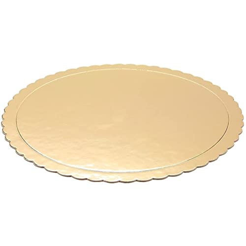 Juvale Cake Drum - 10-Inch Round Gold, Pack of 12, Scalloped - Cake Supplies & Disposable Cardboard Dessert Tray for Baking Display - Image 5