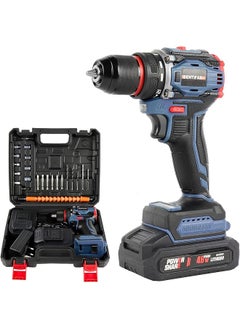 erorex 48V Cordless Drill Set Brushless Electric Drill With 2 Batteries And Charger 2 Speed Power Drill Driver With 50 Torque Settings Built In Led Light And Storage Case Blue A  - Image 1