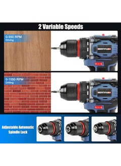 erorex 48V Cordless Drill Set Brushless Electric Drill With 2 Batteries And Charger 2 Speed Power Drill Driver With 50 Torque Settings Built In Led Light And Storage Case Blue A  - Image 4