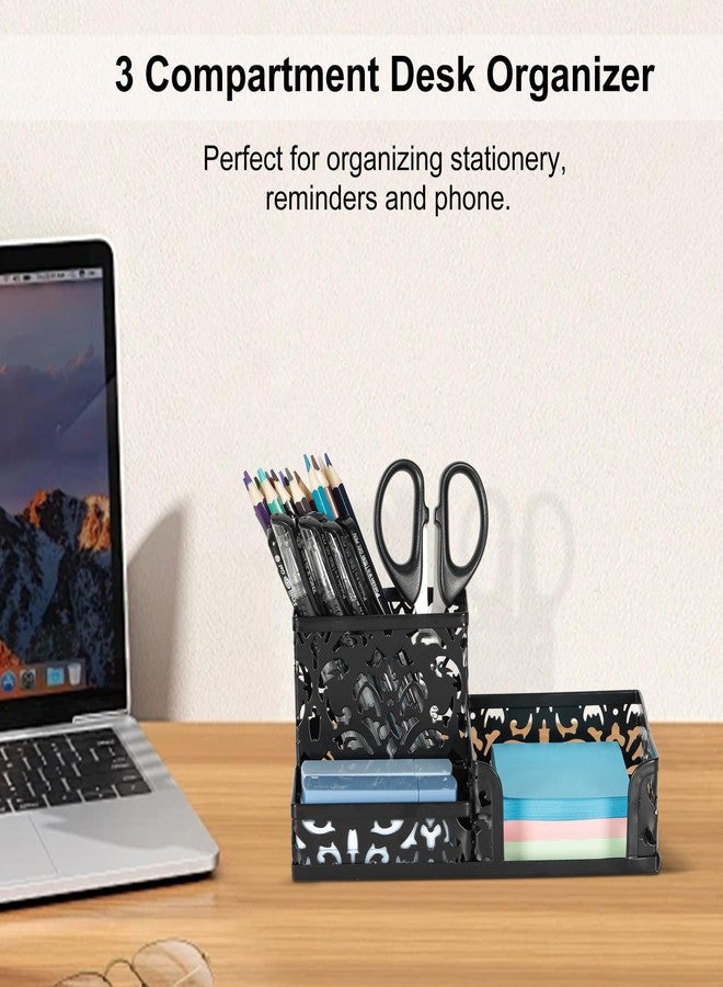 EasyPAG Desk Organizer with 3 Compartment for Pencil Sticky Note Holder and Office Accessories,Black - Image 2