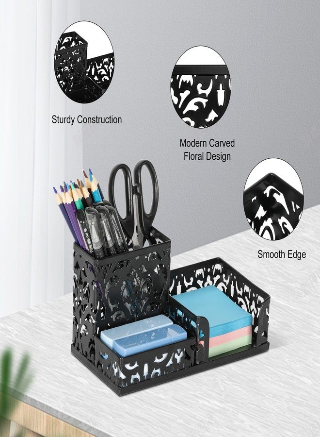 EasyPAG Desk Organizer with 3 Compartment for Pencil Sticky Note Holder and Office Accessories,Black - Image 3