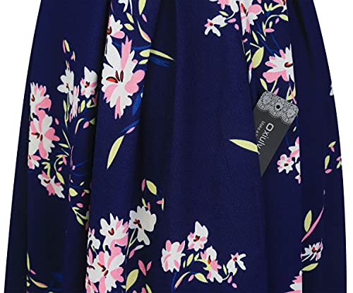 oxiuly Women's Vintage Floral Wedding Prom Party Cocktail Dresses Elegant Church Tea Casual Dress with Pockets OX165 (NB PinkF, S) - Image 3