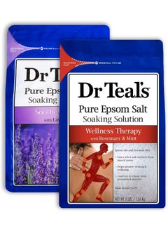 Dr Teals Epsom Salt Bath Combo Pack 6 lbs Total Soothe  Sleep with Lavender and Wellness Therapy with Rosemary and Mint