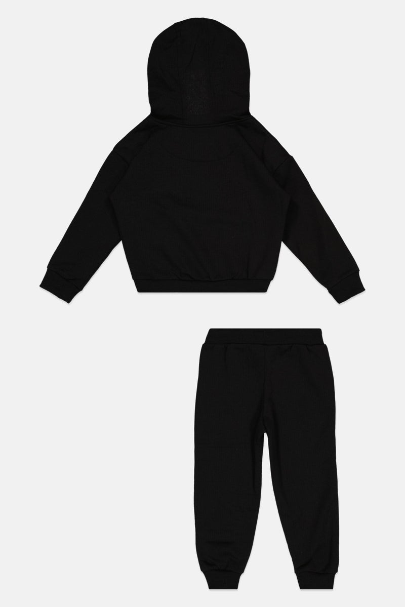 Fudo Toddlers Boy 2 Pieces Brand Logo Hoodie And Jogger, Black - Image 3