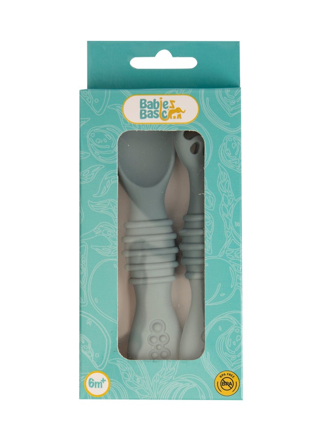 Babies Basic Soft Tip Bpa Free Silicone First Stage Training Spoon With Masher- Indigo  - Image 5