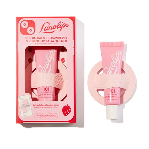 Lanolips 101 Ointment Strawberry & Lip Phone Holder - Fruity Lip Balm with Vitamin E Oil and Lanolin for Lip Hydration (0.35 Ounce) - Image 1