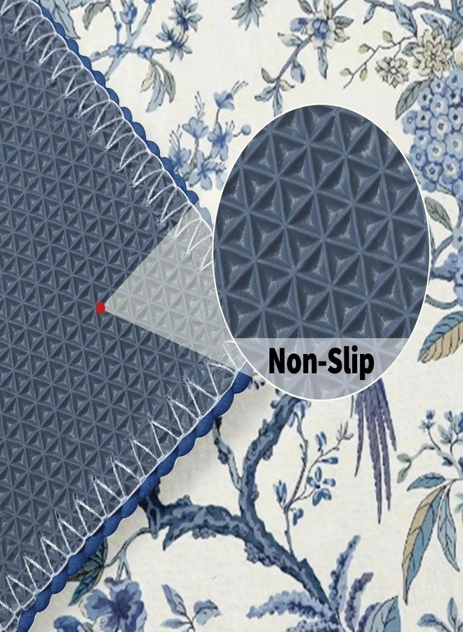 Evlaschin Chinoiserie Bath Rug 32x20 Inch, Blue White Birds Floral Bathroom Mats, Porcelain Oriental Flower Non-Slip Absorbent Bathroom Rugs for Bedroom Shower Room Bathtub Bedside Sink - Image 4