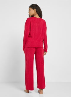 Ginger Cozy Ribbed Top & Pyjama Lounge Set  - Image 2