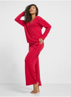 Ginger Cozy Ribbed Top & Pyjama Lounge Set  - Image 5