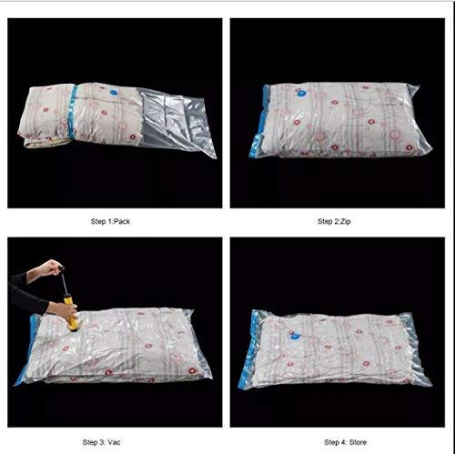 Foliam Smart Vacuum Storage Reusable Space Saver Bags for ClothesBlankets Quilt for Travel 60 X 80 cmClear Set of 3 - Image 3