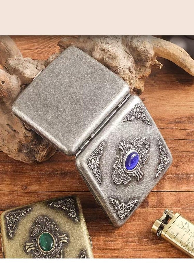 Goshentech Vintage metal case, metal plated copper,18-20 capacity, surface imitation emerald ornament,gift box packaging(Antique Silver, 85mm King Size) … - Image 5