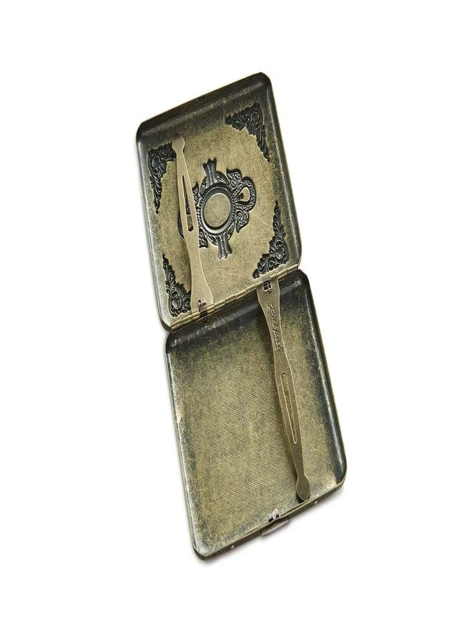 Goshentech Vintage metal case, metal plated copper,18-20 capacity, surface imitation emerald ornament,gift box packaging(Antique Silver, 85mm King Size) … - Image 3