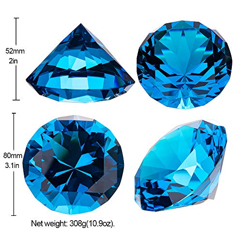 LONGWIN 80mm (3.1 inch) Crystal Diamond Paperweight Jewels Wedding Decorations Centerpieces Home Decor (Light Blue) - Image 5