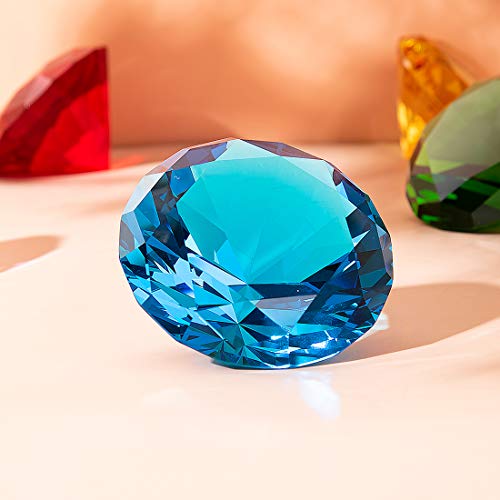 LONGWIN 80mm (3.1 inch) Crystal Diamond Paperweight Jewels Wedding Decorations Centerpieces Home Decor (Light Blue) - Image 2