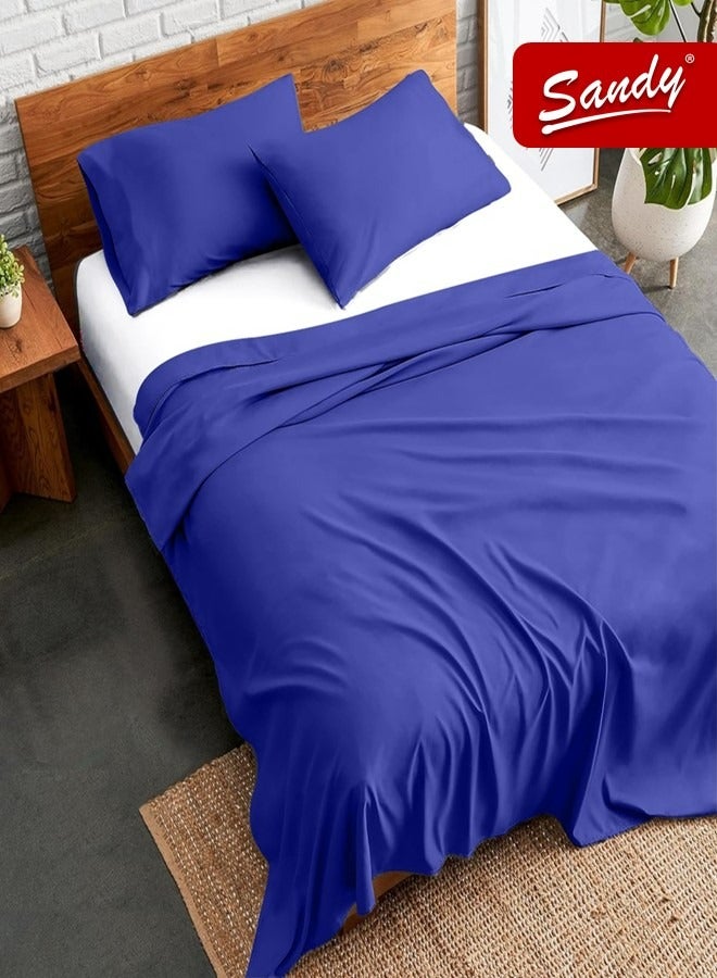 Sandy Premium Hotel Quality Flat Sheet and Pillow Cases, Bed Sheet 3 Pieces Set, Soft & Breathable and Cooling, Full Size 243 x 205 cm, Nile - Image 1