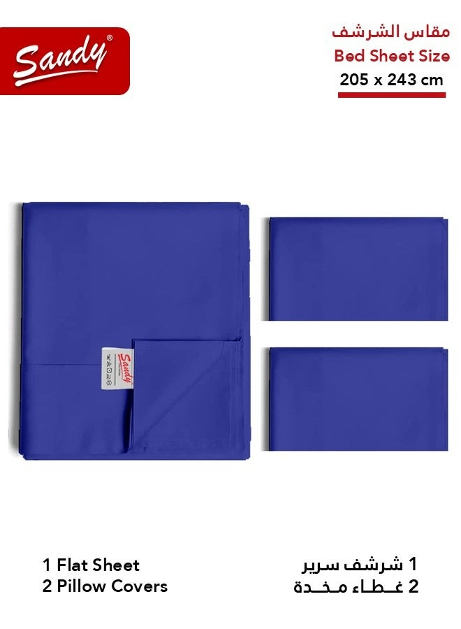 Sandy Premium Hotel Quality Flat Sheet and Pillow Cases, Bed Sheet 3 Pieces Set, Soft & Breathable and Cooling, Full Size 243 x 205 cm, Nile - Image 2