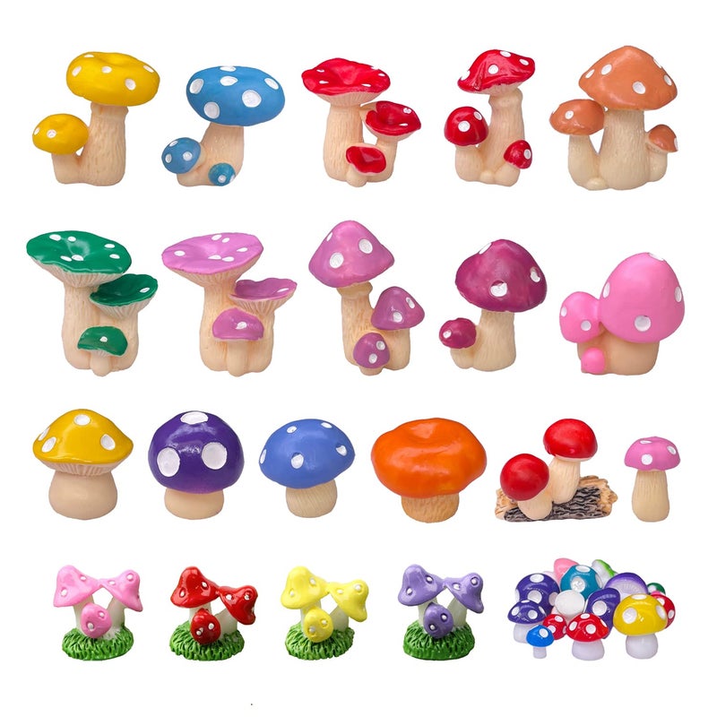 JKanruh 35 Pcs Miniature Resin Mushroom,Cute Mushrooms Fairy Garden Moss Landscape Ornaments for Outdoor Decoration,Home DÃ©cor,Cake Decoration,DIY Crafts â€¦ â€¦ - Image 1