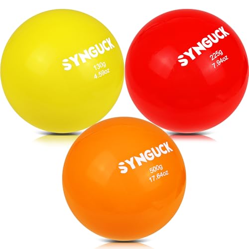 SYNGUCK 3 Pack Plyometric Weighted Balls for Baseball & Softball Training Set (4.6/7.9/17.6 oz) Improve Power, Pitching, Hitting - Perfect for Yoga, Fitness, Plyometrics - All Skill Levels - Image 3