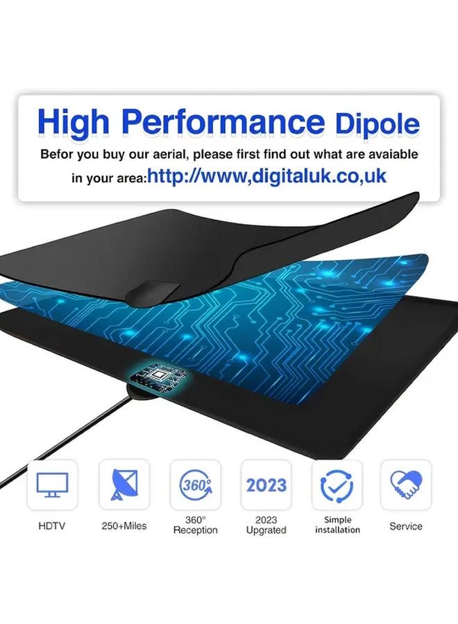 2023 Black Indoor Digital TV Antenna Amplifier 250 Mile Range 4K HD USB Powered - Image 4