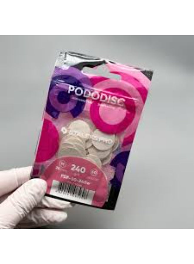 STALEKS PRO Disposable white files for pedicure disc pododisc M expert 240 grit 50pcs - Image 2