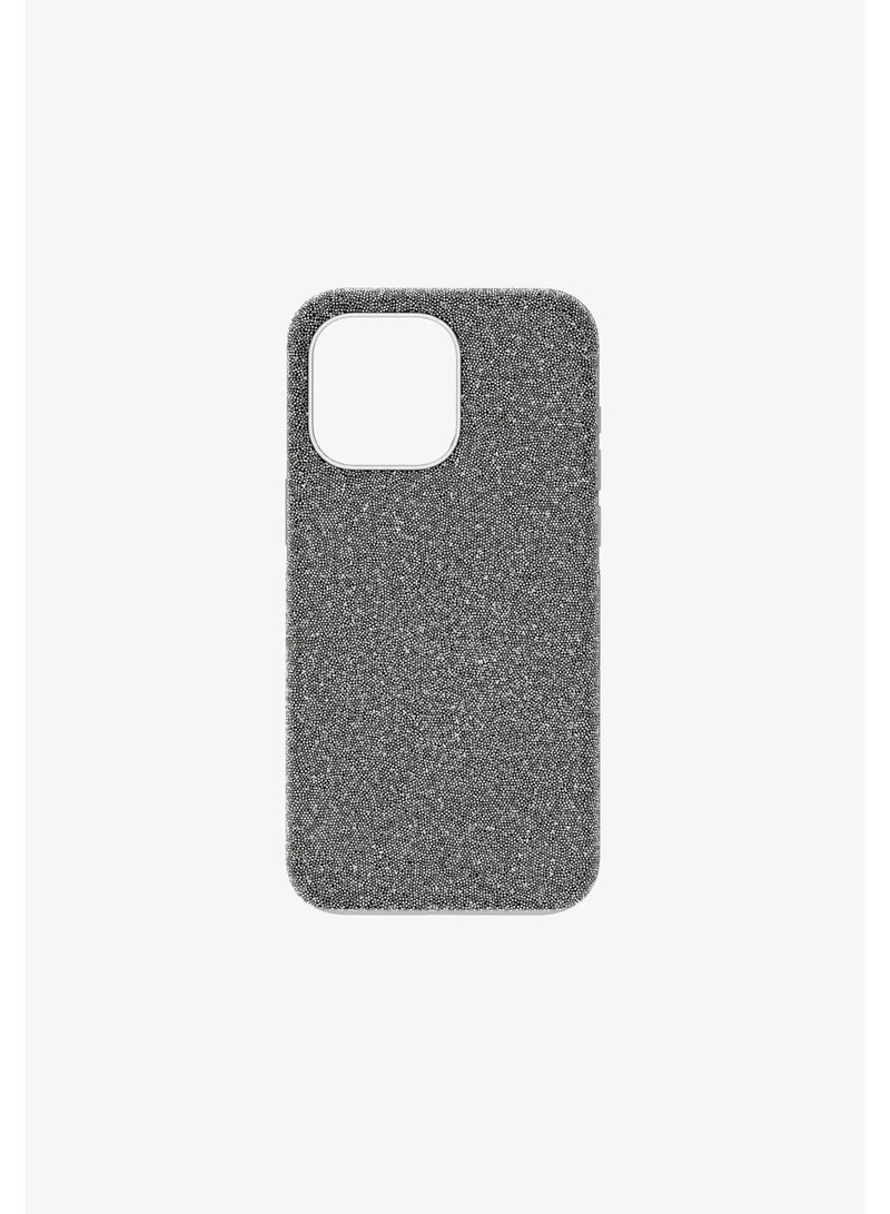 SWAROVSKI iPhone 15 Pro max Grey Swarovski Crystal Fabric Case - Image 1