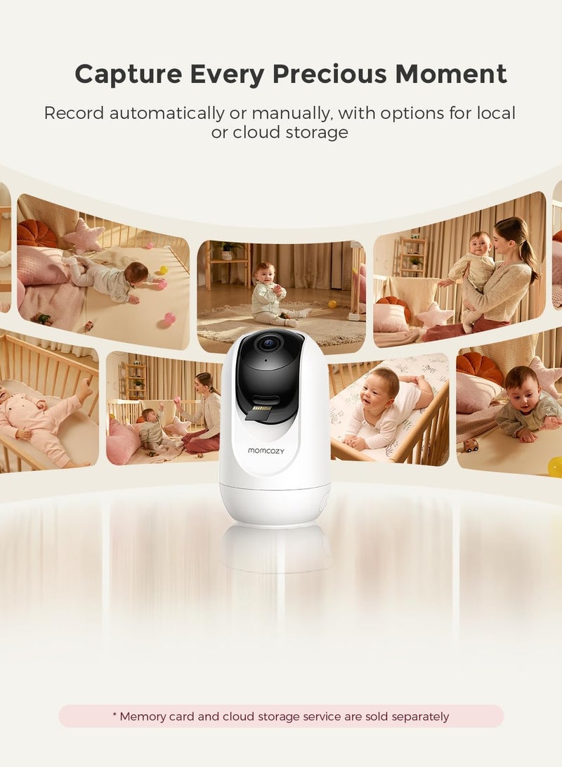 Momcozy مراقب الأطفال الذكي بتقنية الواي فاي مع كاميرا وصوت، شاشة 5 بوصة بدقة 1080P مع حامل جداري، كشف الحركة والبكاء، سياج آمن، رؤية ليلية واضحة، بطارية 5000 مللي أمبير، محادثة ثنائية الاتجاه، تسجيل الصور والفيديو - Image 2