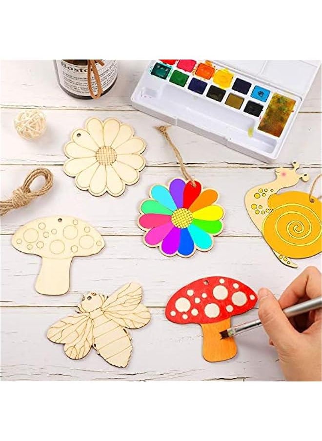 FYLX 80 unfinished children's wooden crafts including hand-painted flowers, butterflies and animals (8 designs)  - Image 4