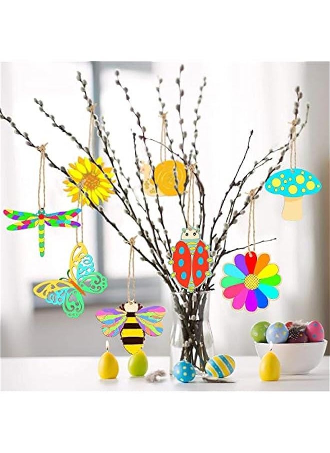 FYLX 80 unfinished children's wooden crafts including hand-painted flowers, butterflies and animals (8 designs)  - Image 5