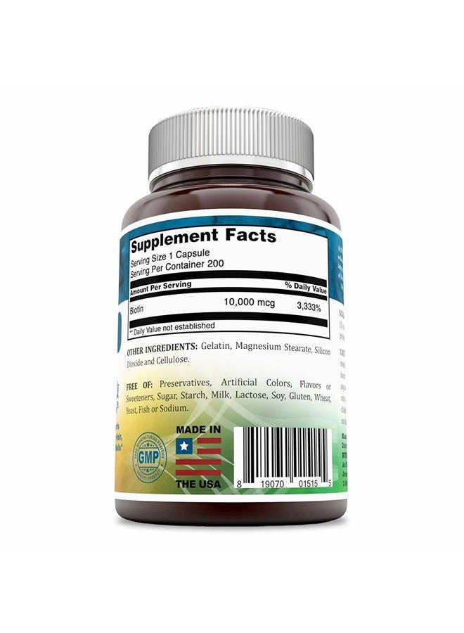 Nutri Essentials Biotin 10,000 Mcg 200 Capsules (Non-GMO)- Supports Healthy Hair, Skin & Nails - Promotes Cell Rejuvenation and Energy Production* - Image 3