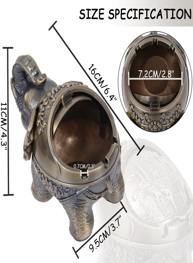 Gusnilo Elephant Outdoor Ashtray Metal Ashtray for Ashtray with Lid Ashtrays for Indoor Ashtray Decoration Ashtrays for Cigarettes Metal Gift for Men Women(Bronze) - Image 2