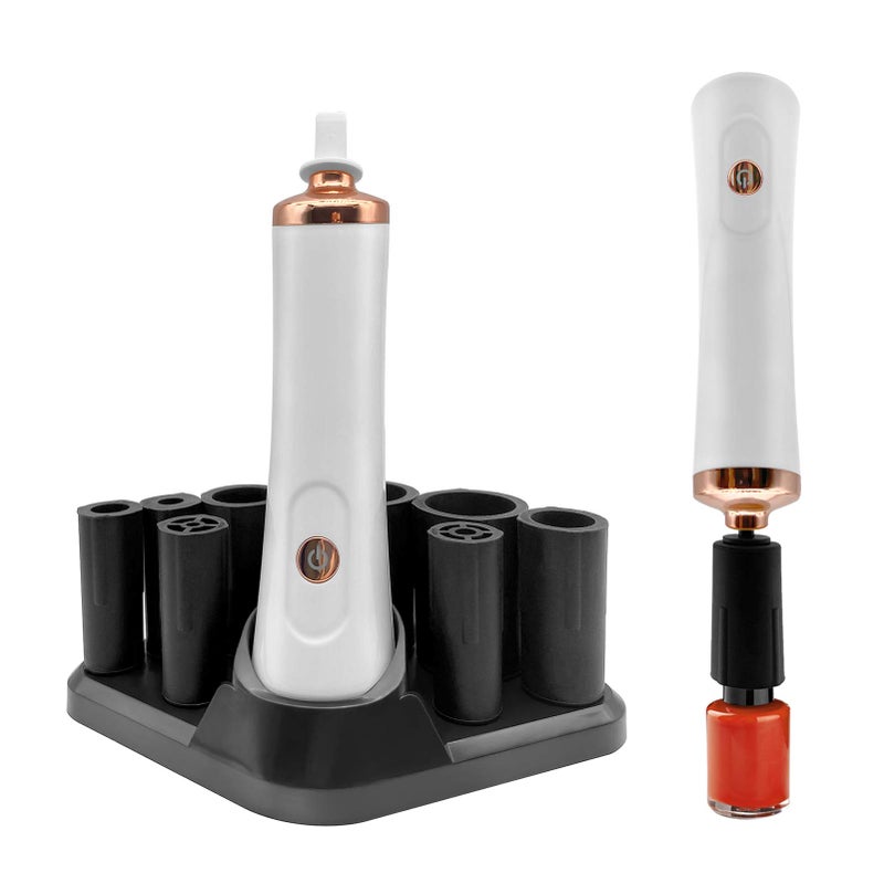 ZLMONDEE Nail Lacquer Shaker Nail Polish Mixer Portable Electric Eyelash Glue Shaker with 2 Connectors and 8 Sizes of Caliber Liquid Evenly Mixer for Eyelash Extension Lash Glue Ink White