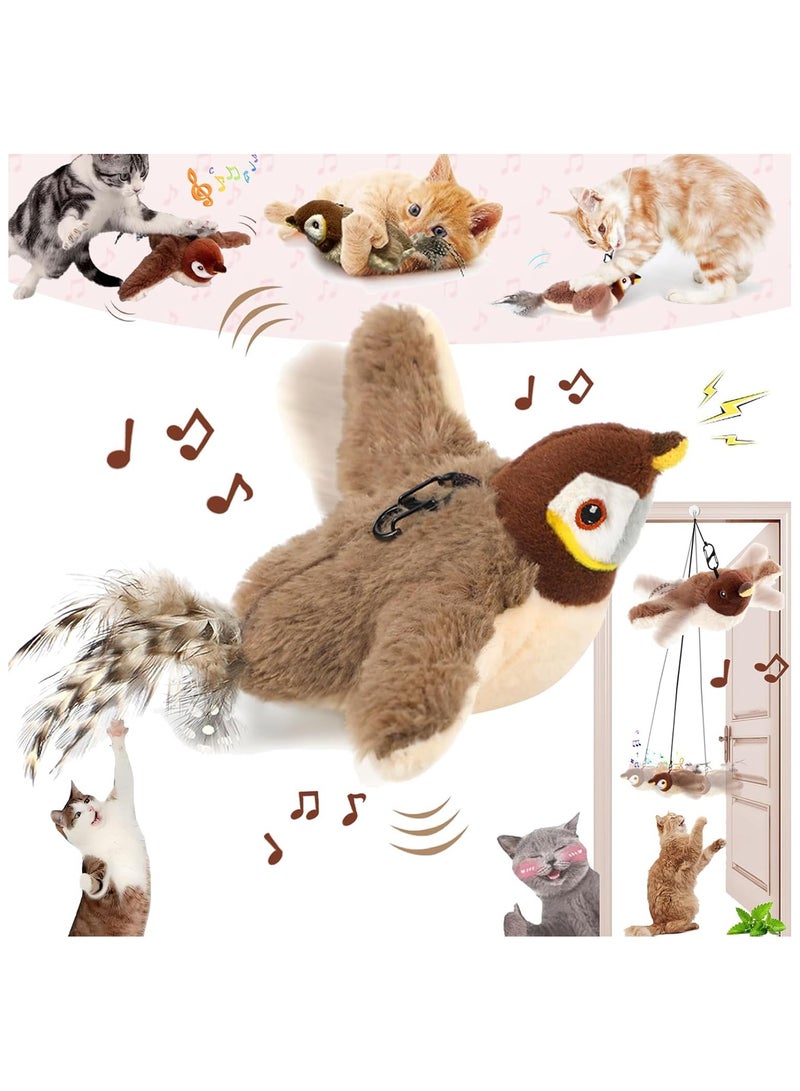اطلع عليه بتاريخ 13 ديسمبر 2017. Interactive Cat Toy with Flapping Wings -Touch-Activated Chirping Sparrow for Cats  Small Dogs -No Flying  Recharble  Catnip-Infused -Fun Kitten  Pet Play (باللغة ال - Image 1