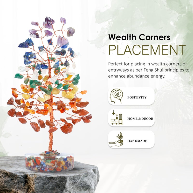 Crocon Crystal Heart Base Tree Good Luck Birthday Gifts for Womens  Mom  7 Chakra Healing Stones & Crystals Tree of Life for Positive Energy Feng Shui D?or Home and Office Desk Decor Present for her - Image 3