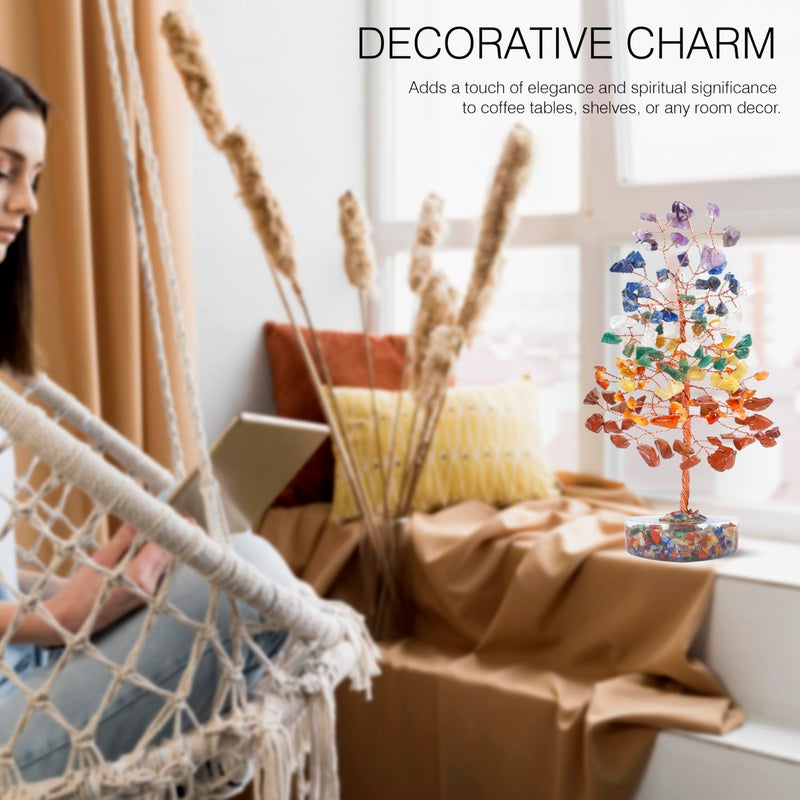 Crocon Crystal Heart Base Tree Good Luck Birthday Gifts for Womens  Mom  7 Chakra Healing Stones & Crystals Tree of Life for Positive Energy Feng Shui D?or Home and Office Desk Decor Present for her - Image 2