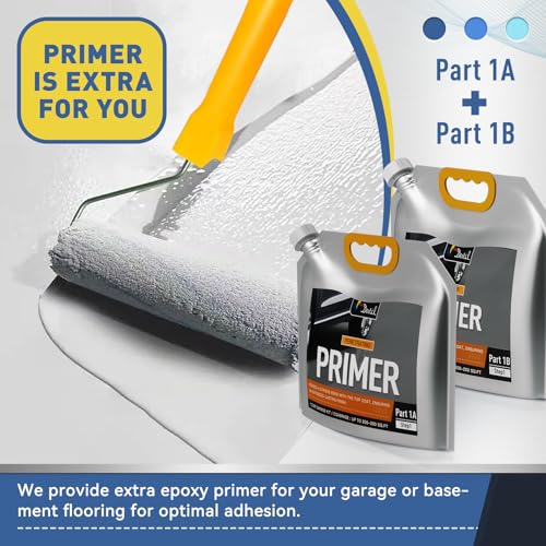 DWIL Water-Based Epoxy Garage Floor Paint Kit, High Gloss Coating, Low Odor for Concrete Basement Home, 1 Car Kit, Light Gray - Image 2