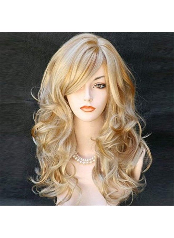 Kalyss Women'S Long Curly Body Wavy Heat Resistant Blonde With Highlights Wig Synthetic Full Hair Wig For Women (Blonde With Highlights)  - Image 1