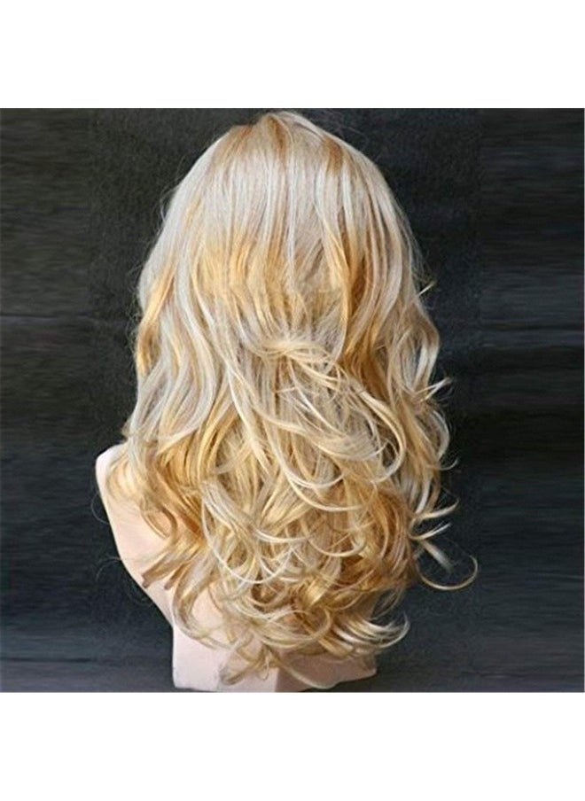 Kalyss Women'S Long Curly Body Wavy Heat Resistant Blonde With Highlights Wig Synthetic Full Hair Wig For Women (Blonde With Highlights)  - Image 4