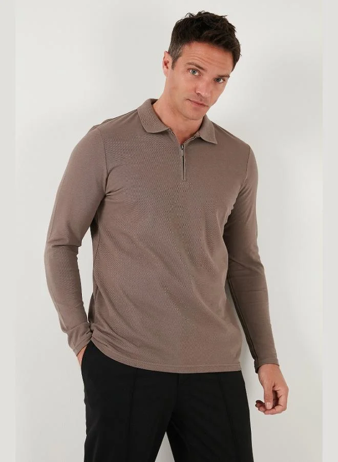 Buratti Cotton Slim Fit Half Zipper Polo Neck Sweat Men's SWEAT 5903010